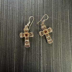 Gold-toned Cross Earrings